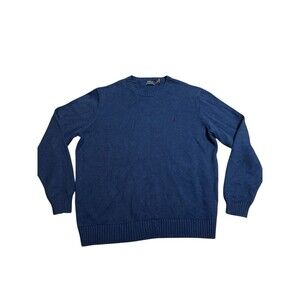 Polo Ralph Lauren sweater mens XL Blue crew neck Ribbed cotton dadcore cozy